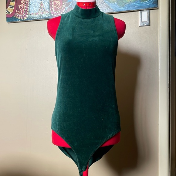 GAP velour green mock neck body suit Medium Petite - Picture 1 of 6